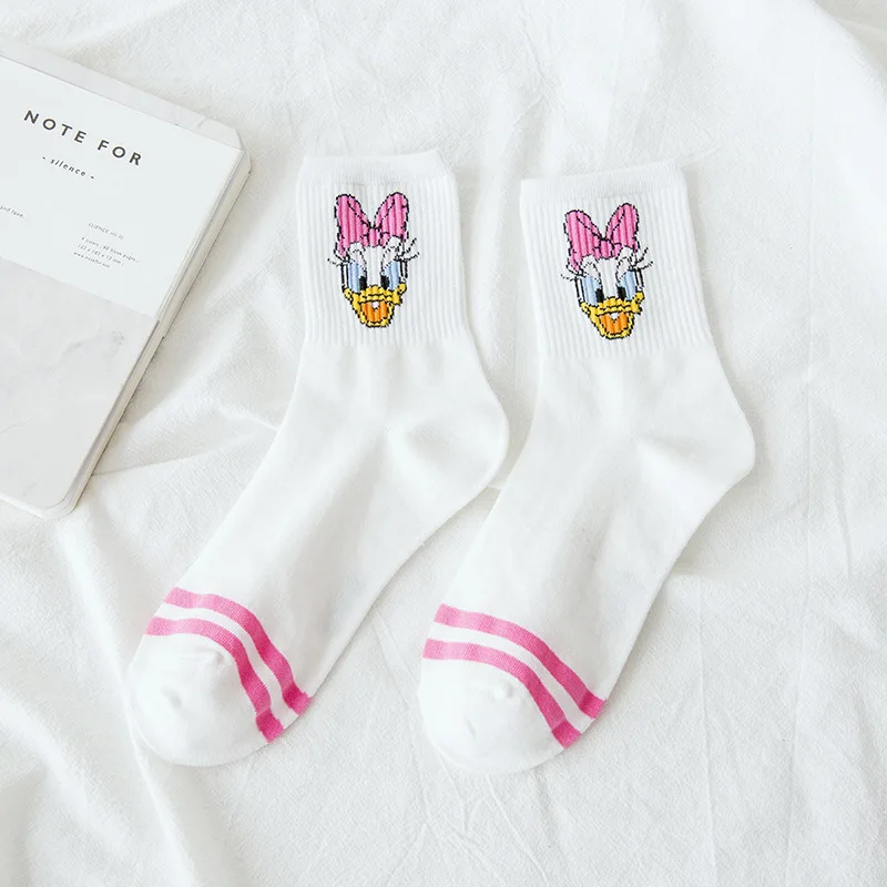 Женские носки Disney новинка осень зима милые Мультяшные из хлопка в полоску с