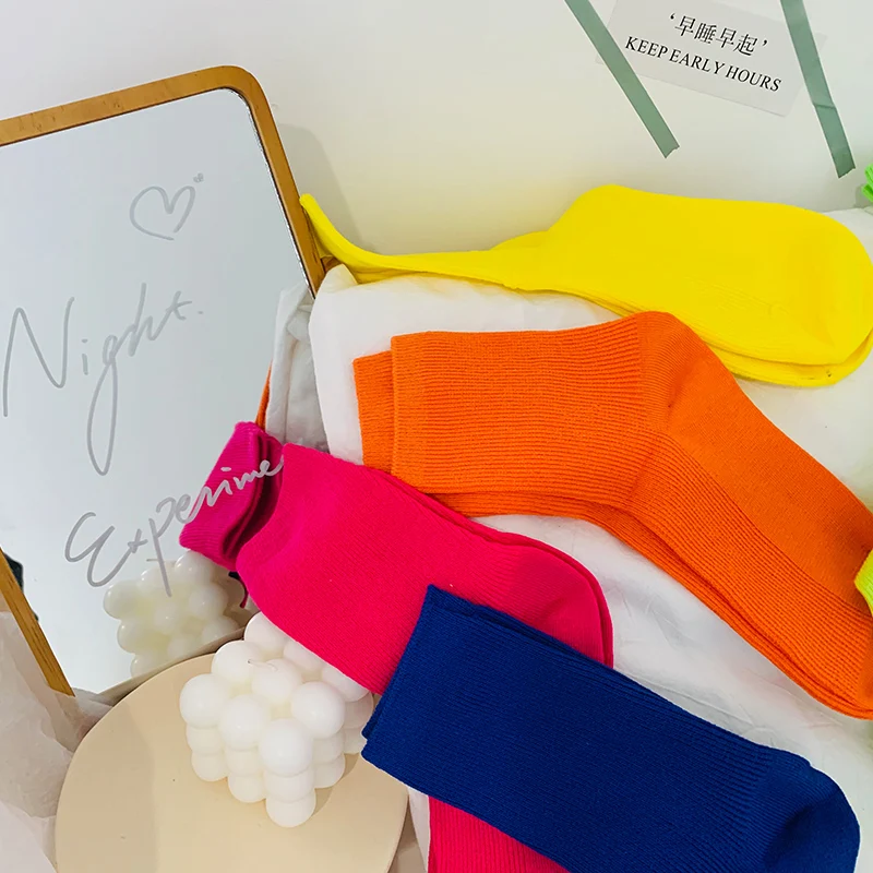 Флуоресцентные носки весна осень тонкие женские длинные в Корейском стиле