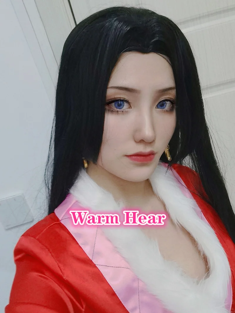 Аниме One Piece Боа Хэнкок косплей парик с серьгами длинные черные прямые