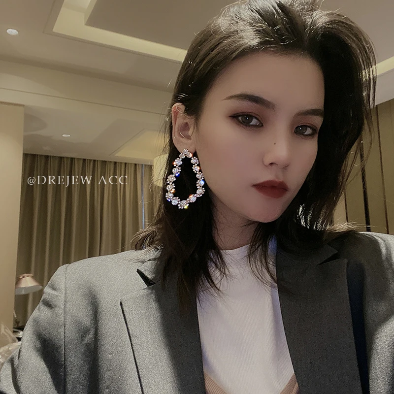 

New Temperament Earrings for Women Fashion Trendy Atmosphere High-End Diamond-Studded Earrings Exaggerated Personality Jewelry