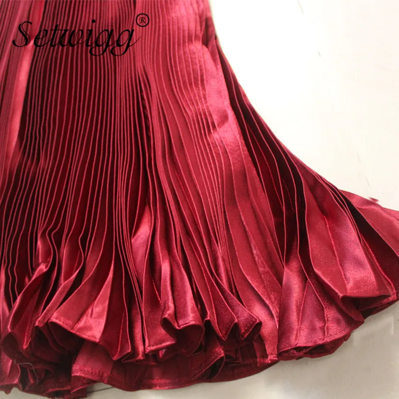 Женская длинная Плиссированная юбка годе с воланом на резинке|long pleated skirts|long