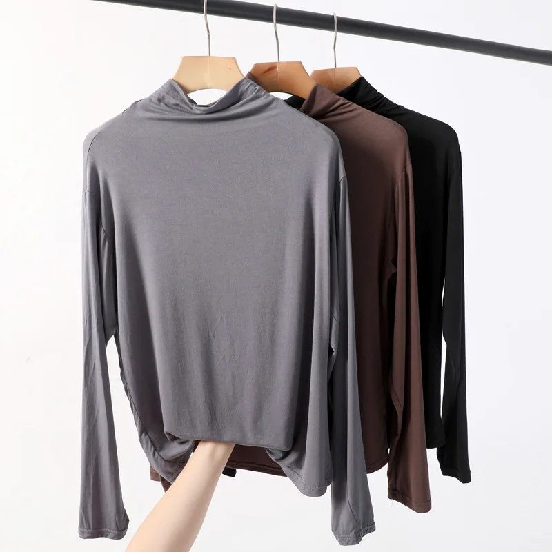 Повседневная Хлопковая женская футболка в Корейском стиле осенняя водолазка