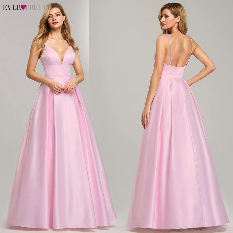 Длинные атласные платья Ever Pretty, красное вечернее платье с V-образным вырезом, пайетками, открытой спиной, для выпускного, EP07859, весна-лето