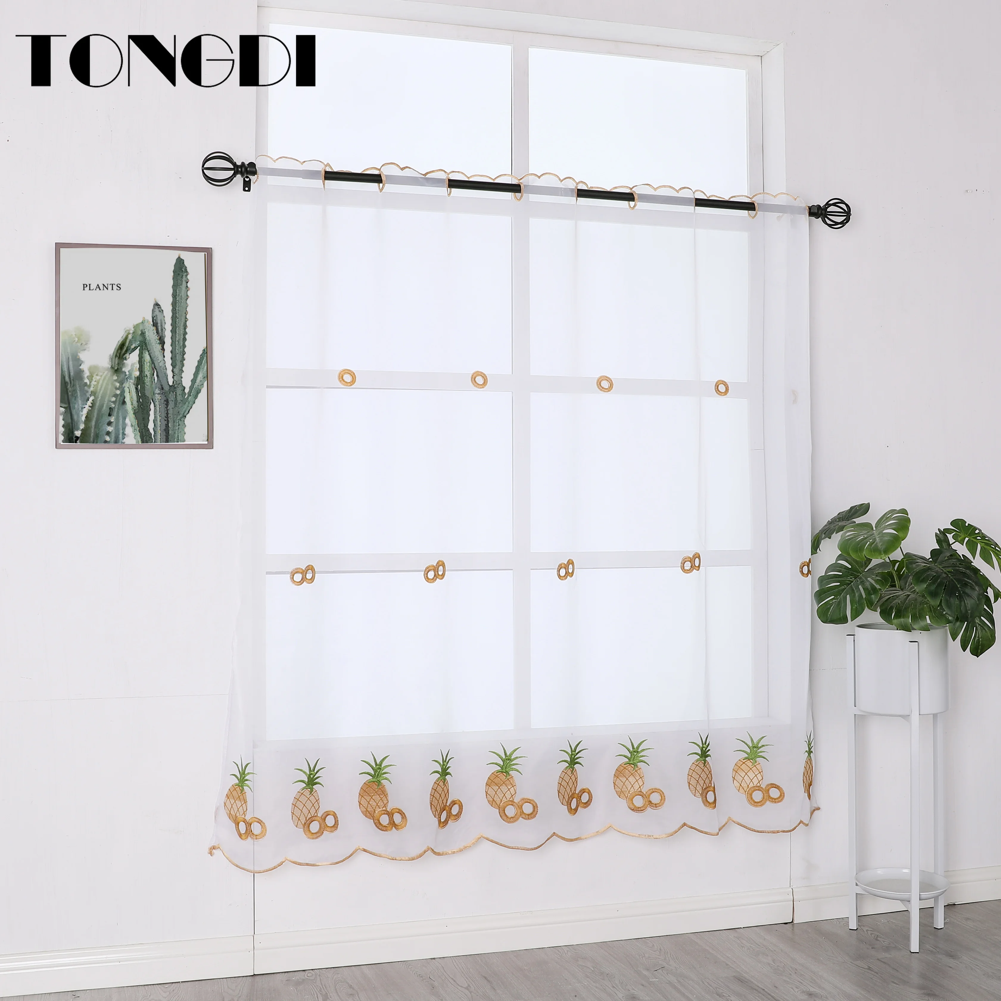 TONGDI кухонные занавески балдахин прозрачные ярусы пасторальные фрукты кафе Тюль