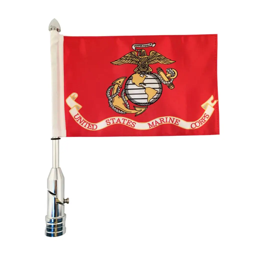 

Adjustable 9'' X 6 '' US Marine Corps Flag +Flagpole Mount Luggage