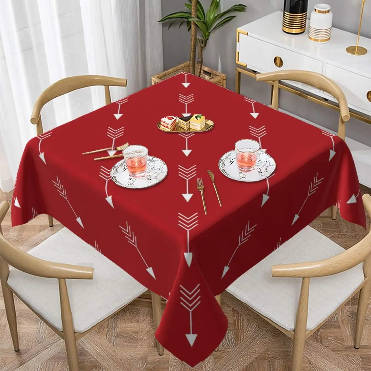 

2022 Christmas New Year Square Tablecloth Plaid Scald Proof Scratch Resistant Printed Table Cloth For Hotel Holiday Cover