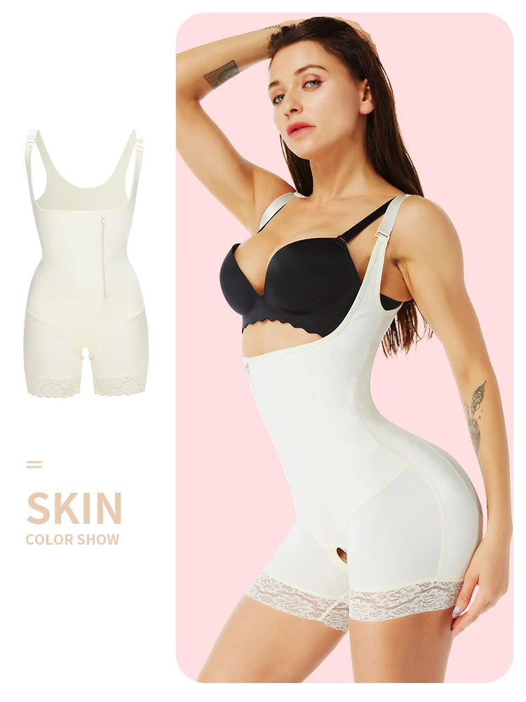 Aiconl Для женщин Body Shaper боди из латекса Корректирующее белье подтягивающее ягодицы животик Управление формирования талии Корректирующее утягивающее белье - Цвет: Бежевый