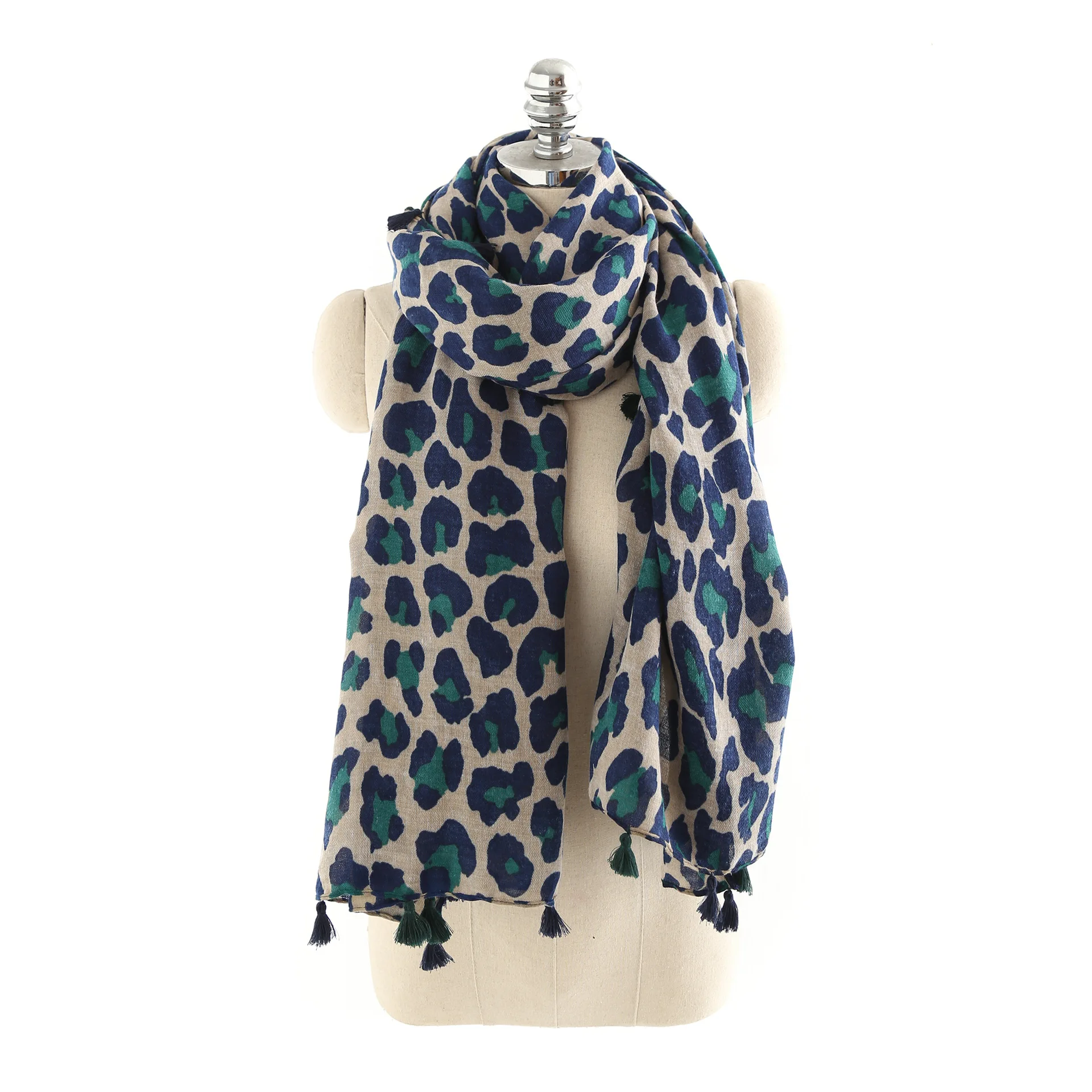

Autumn And Winter Leopard Print Imitation Cashmere Warm Multi-function Travel Wild Fringed Cotton And Linen Scarf