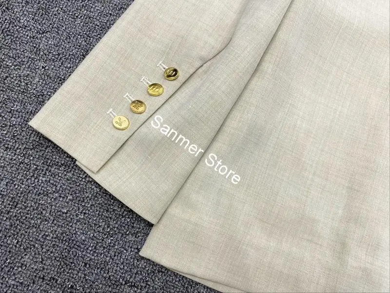 

Women's Back Slit Blazer One Button Loose Long SLeeve Solid Color Simple Office Lady Outwear Female Jacket with Pockets