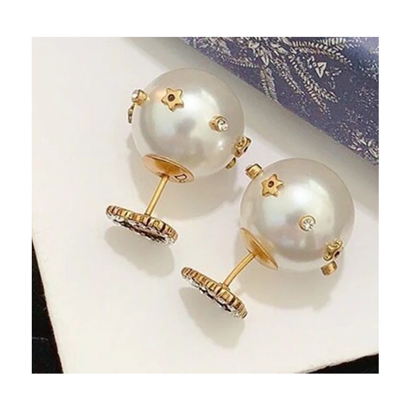 

Fashion Stud Earrings Simple Women Ear Hook Imitation Pearl Inlay Star Zircon Heart earrings Women wholesale Z35