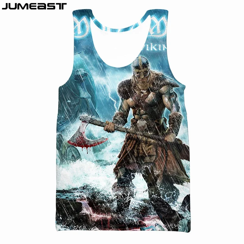 Бренд Jumeast мужской/женский жилет с 3D принтом Amon Amarth, короткий рукав, модный спортивный пуловер, летние Майки, футболки