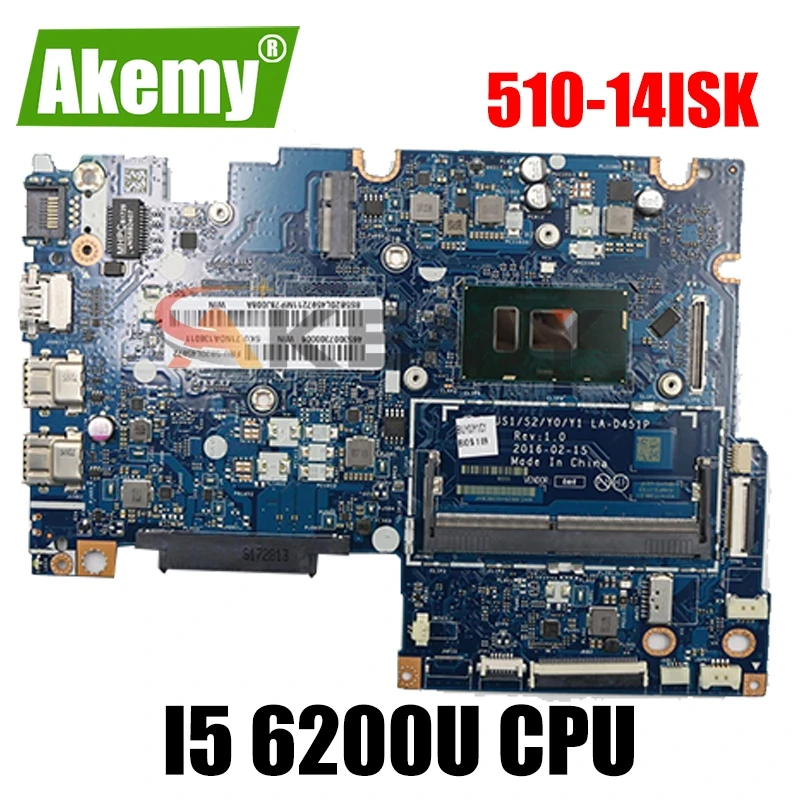 

LA-D451P 5B20L46036 материнская плата для Lenovo Flex4-1470 Yoga 510-14ISK материнская плата для ноутбука i5 6200U CPU 100% протестированная работа
