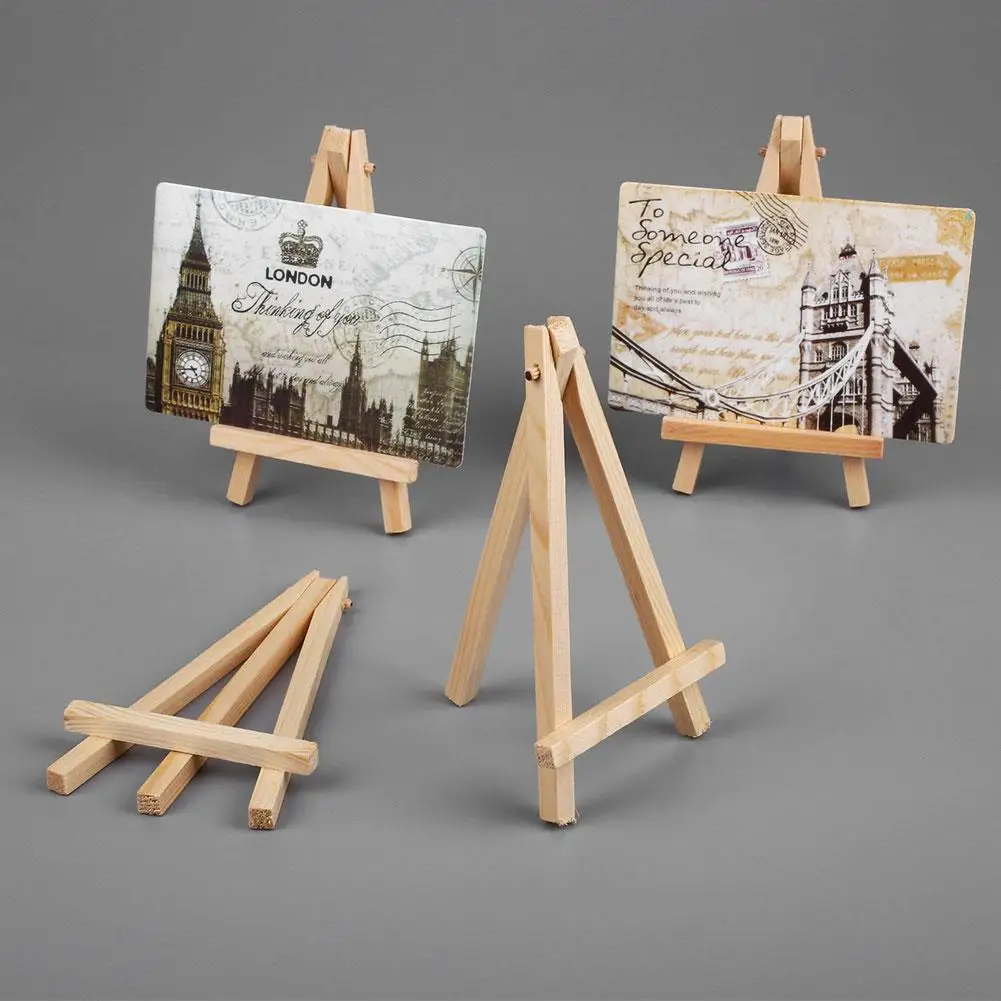

10pcs Wooden Artist Pen Brushes Easel Mini Easels Stand Paint By Number 15.5*8.5*1.6cm Art Craft Name Card Supplies Photo