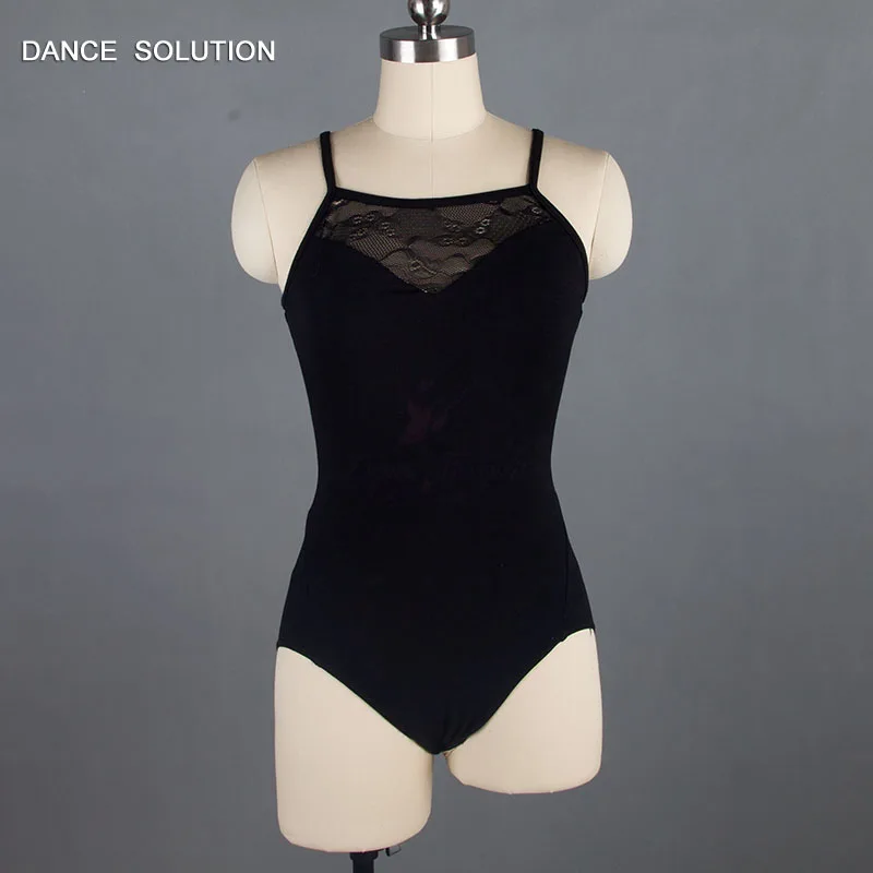 Балетное танцевальное трико черная хлопковая одежда для женщин и взрослых