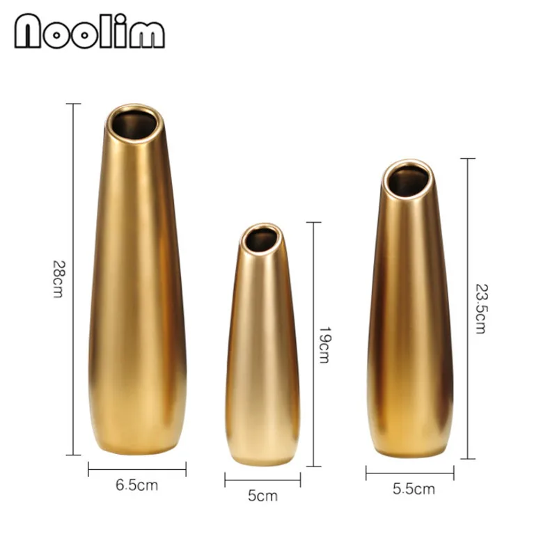 Скандинавская матовая Золотая и серебряная керамическая ваза для цветов