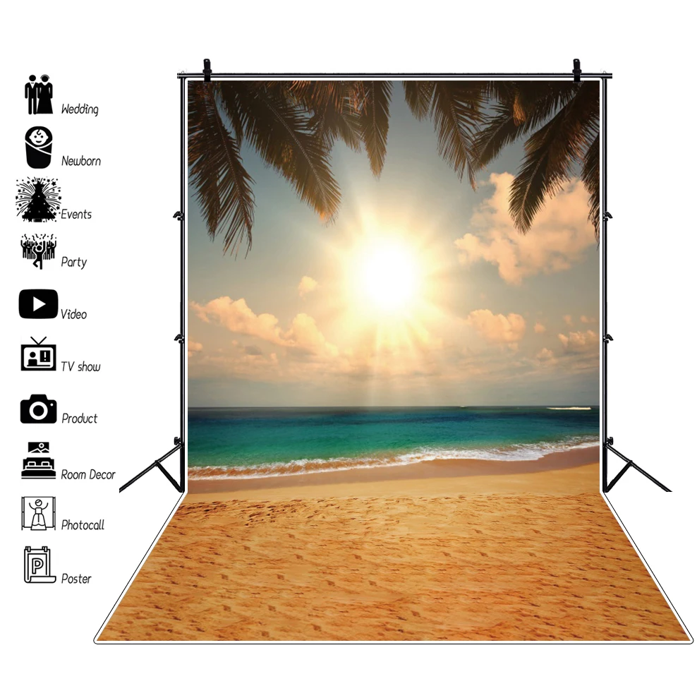 

Laeacco Летний солнечный тропический пляж живописный синий морской фон для фотосъемки фон для фотостудии фотозона
