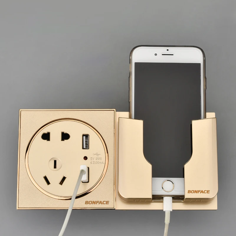 

86 Type Creative White Wall USB Switch Socket Frame Paste Fixed Charging Lazy Wall Phone Bracket