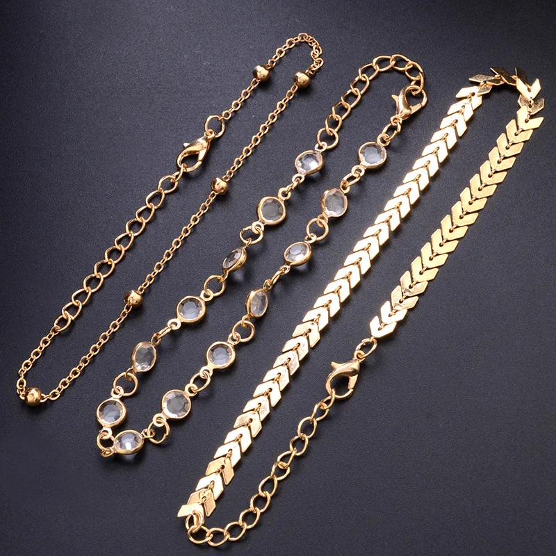 Компания шеврон и браслет на ногу с кристаллами комплект-3 шт. Роскошная обувь