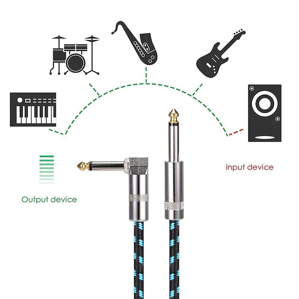 gitarre blei kabel gerade zu l form stecker 635mm 14 gitarre instrument kabel für elektrische gitarre bass tastatur free global shipping