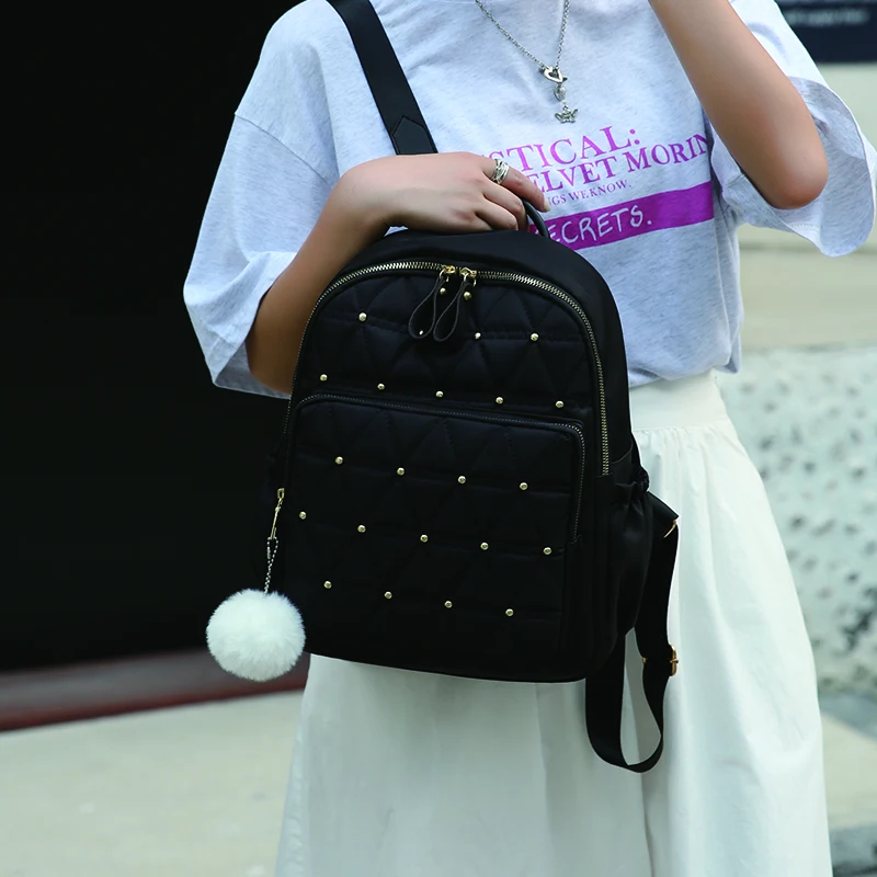 

Large Capacity Women's Nylon Backpack Solid Color Feminina Bagpack Casual Female Large Capacity Rucksack Lady Anti Theft Mochila