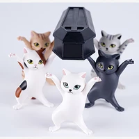 cute 5pcs japanese cat pen holder black cat carrying coffin bracket cute decoration animal statue handmade home decor cat dolls