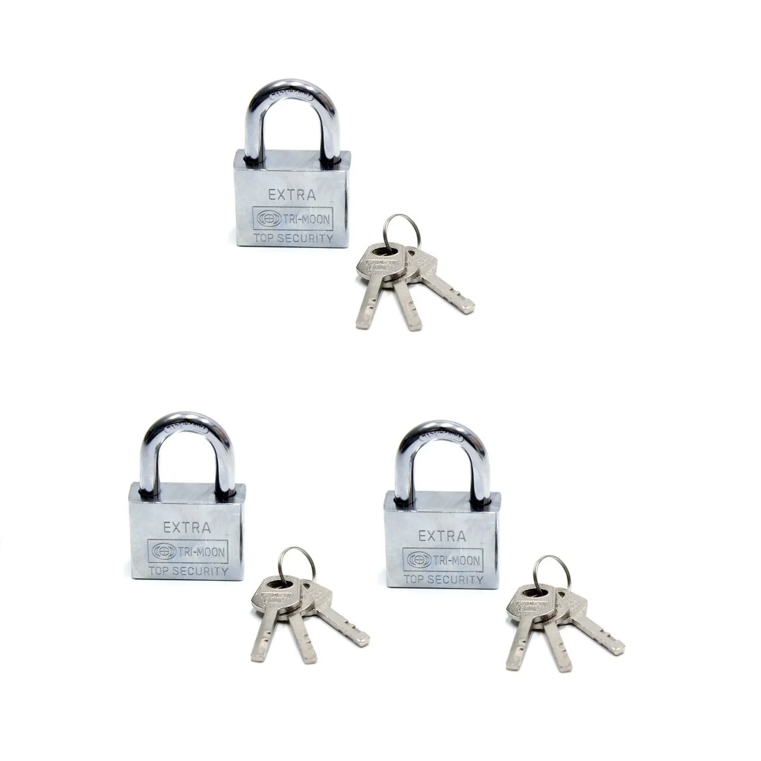 

Smart Keyed Padlock PCs Set Set - Mastercare Tri-Moon Master Keyed 3 PCs Steel Padlock