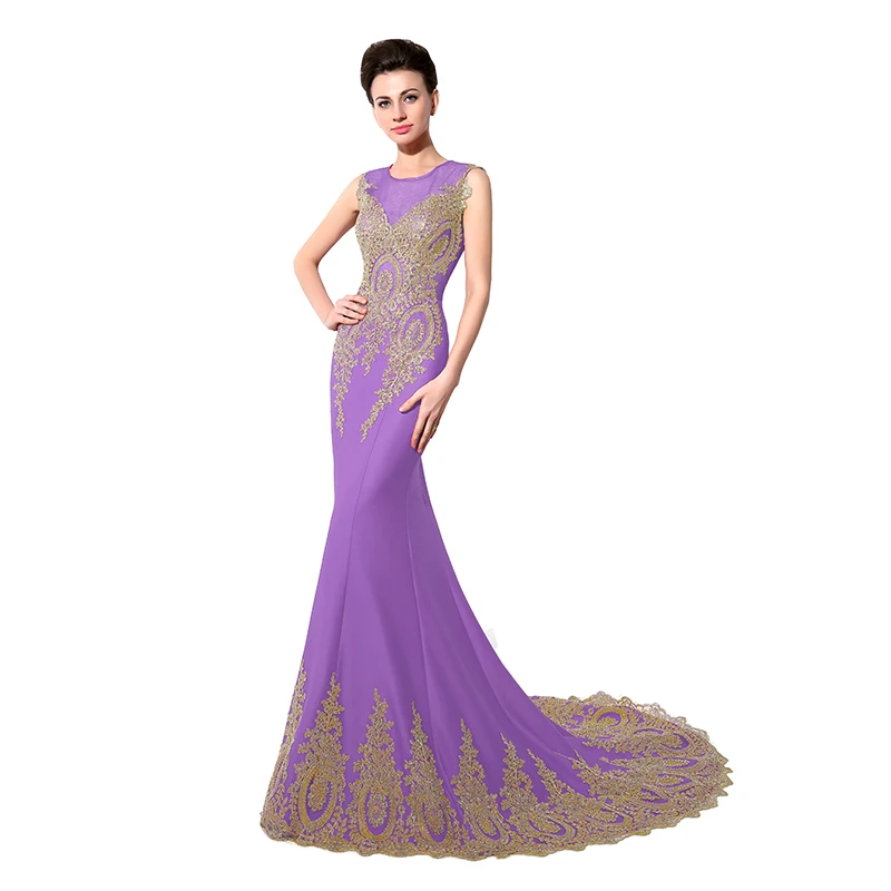 Robe De Soiree реальные фотографии королевский синий Русалка размера плюс вечерние платья арабский Иллюзия Кружева Длинные Формальные женские вечерние платья XSU028 - Цвет: Lilac