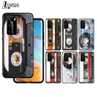 vintage tape retro style for huawei p40 p30 p20 p10 pro lite e plus 4g 5g p9 p8 lite p smart z s plus soft black phone case