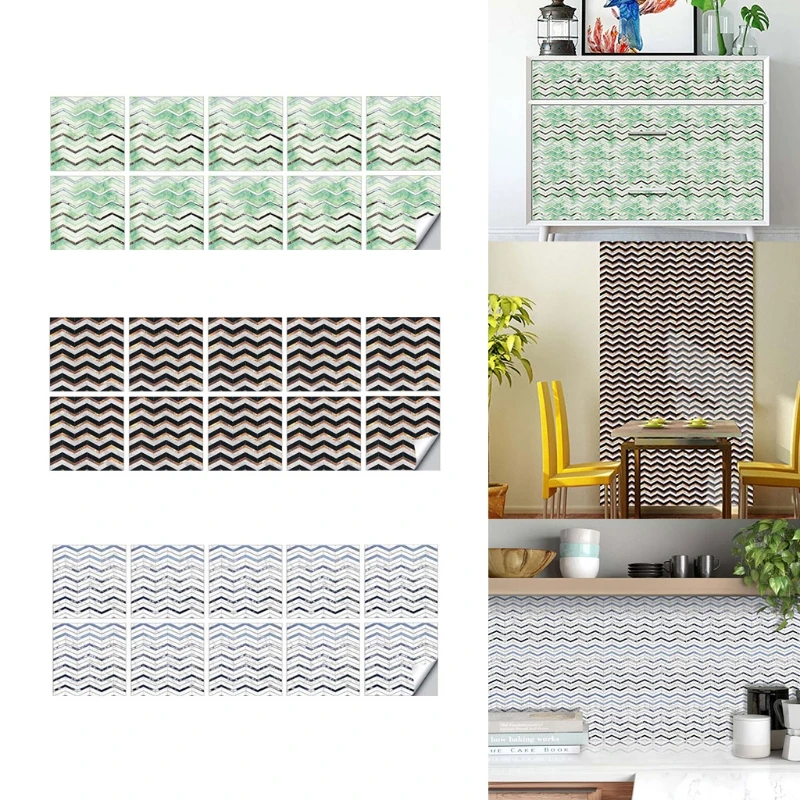 

10pcs Self Adhesive Tile Stickers DIY Backsplash Floor Wall Sticker Decals Kitchen Bathroom Home Decor 20x20cm