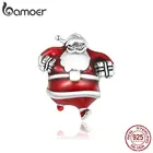 Бусины из стерлингового серебра 925 пробы с Рождеством Санта Клауса для оригинального браслета, очаровательные ювелирные аксессуары SCC1664