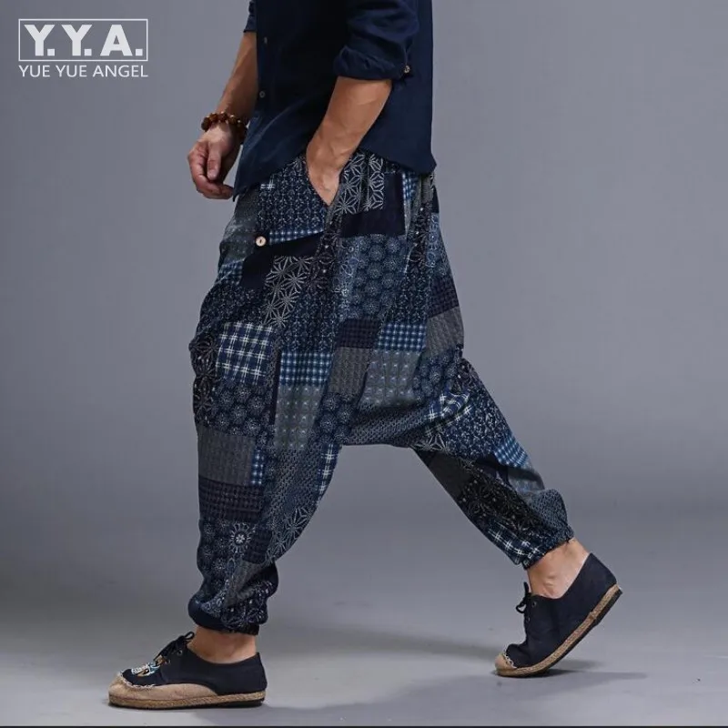 Лидер продаж мужские повседневные свободные шаровары в стиле бохо льняные