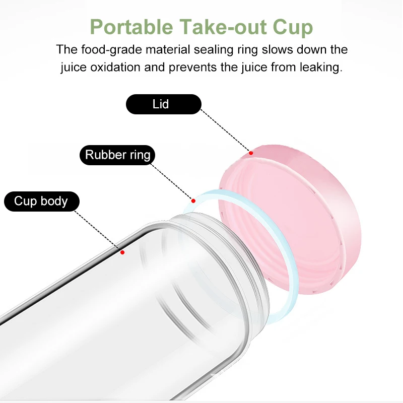 

500ml Mini Electric Fruit Juicer Machine USB Rechargeable Portable Smoothie Blenders Mixer Juicing Cup for Home Travel Sport
