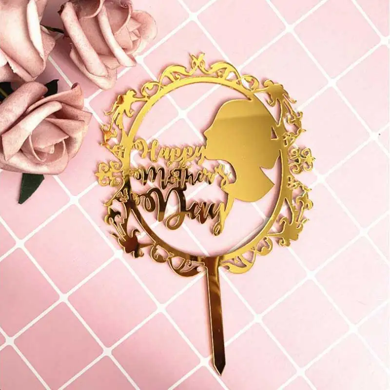Золотой акриловый топ для торта на день матери флаги топпер мамы украшение