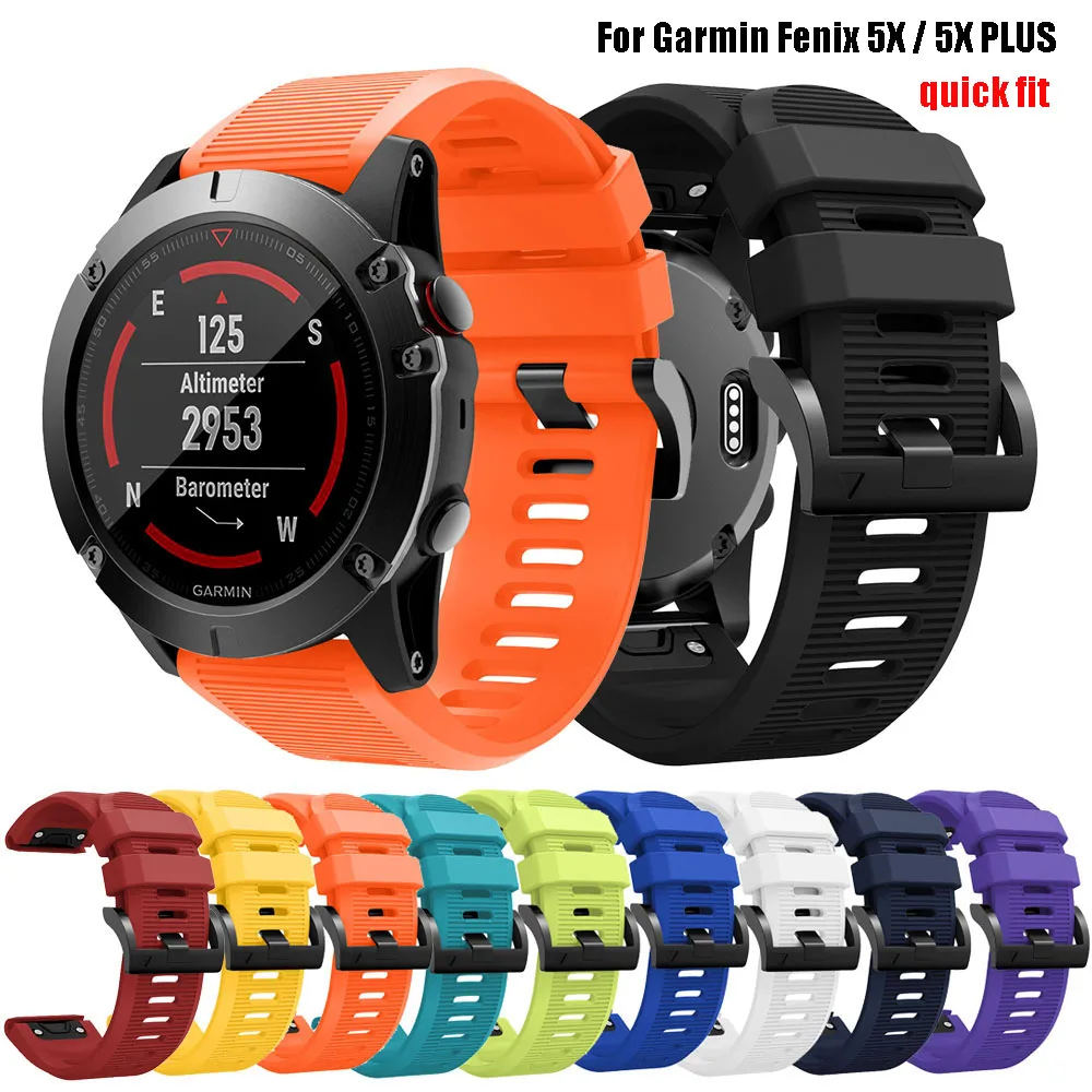 Ремешок силиконовый для Garmin Fenix 6X Pro быстросъемный браслет смарт часов 5X Plus 3