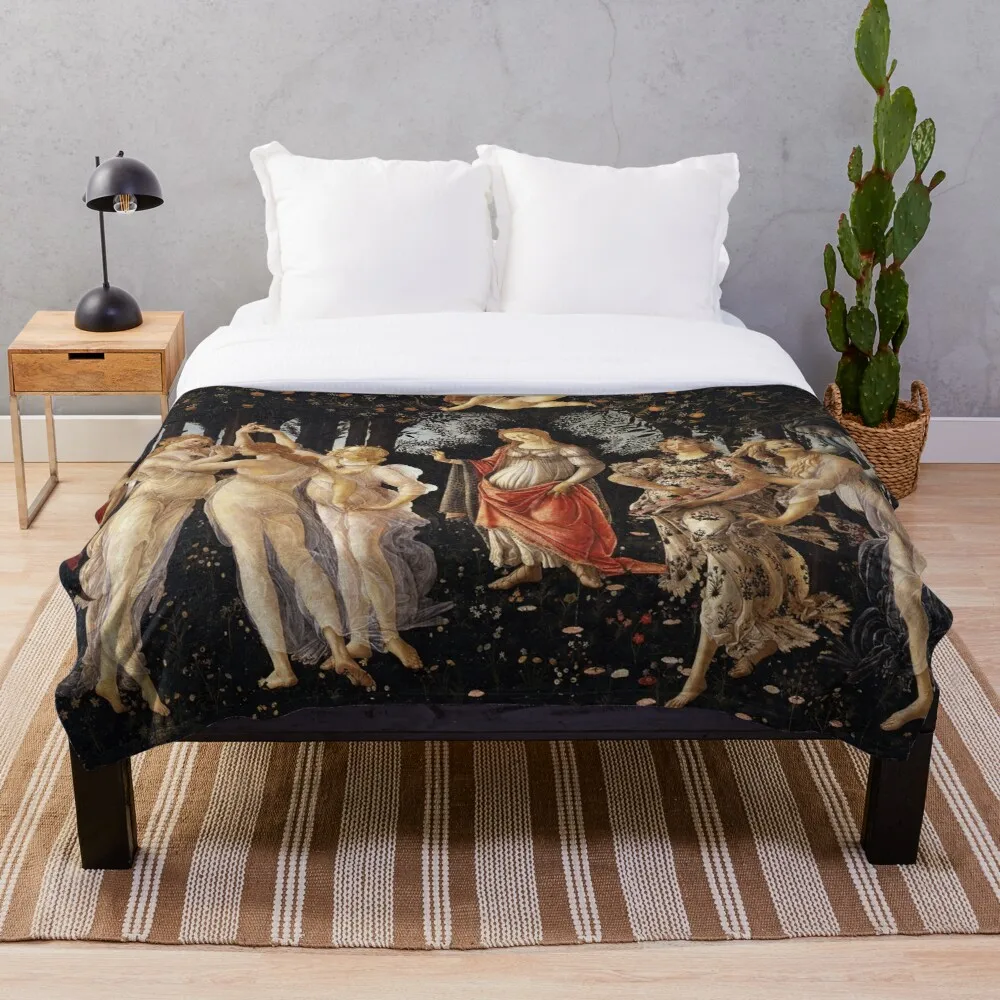 

La Primavera Allegory Of Spring Sandro Botticelli Throw Blanket flannel Sherpa bedspread bedding sofa picnic fur soft blanket