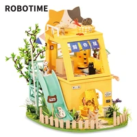 robotime rolife cat house wooden miniature dollhouse dg149