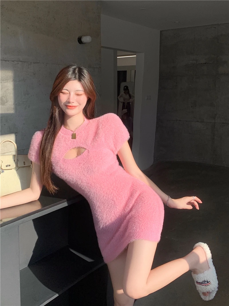 Осенне-зимнее Новое японское милое комиксное платье-свитер в острых тонах с