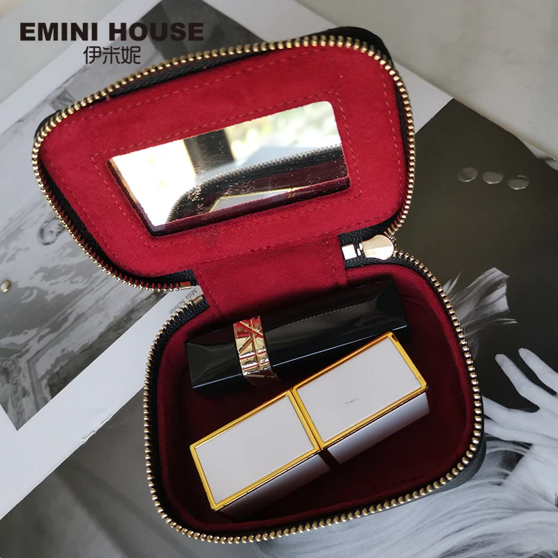 EMINI HOUSE Алмазная решетка для помад сумка с зеркалом натуральная кожа мини-сумка Роскошные сумки женские сумки дизайнерские дамские сумочки
