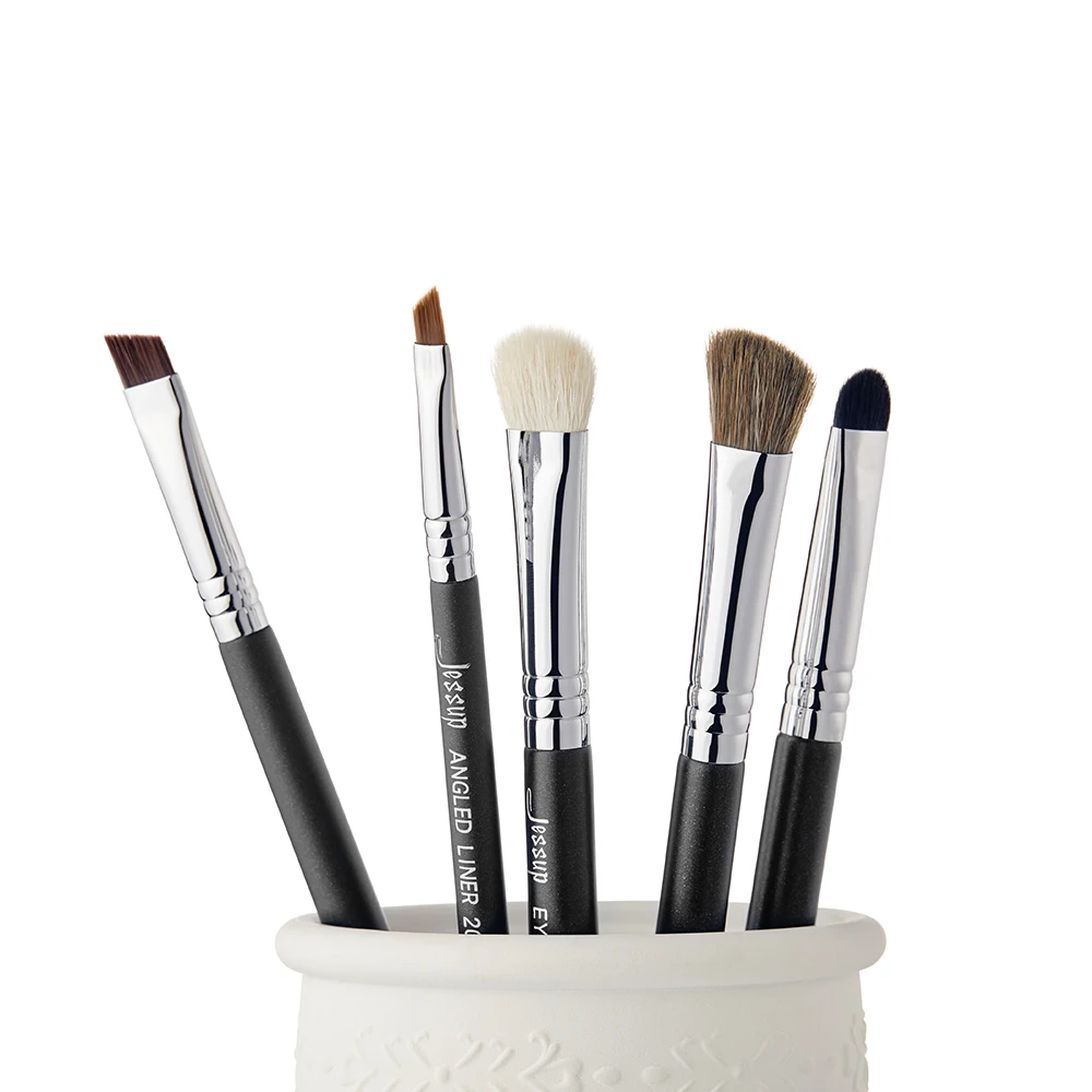 Jessup Профессиональные кисти для макияжа-набор жемчужных черно-серебристых