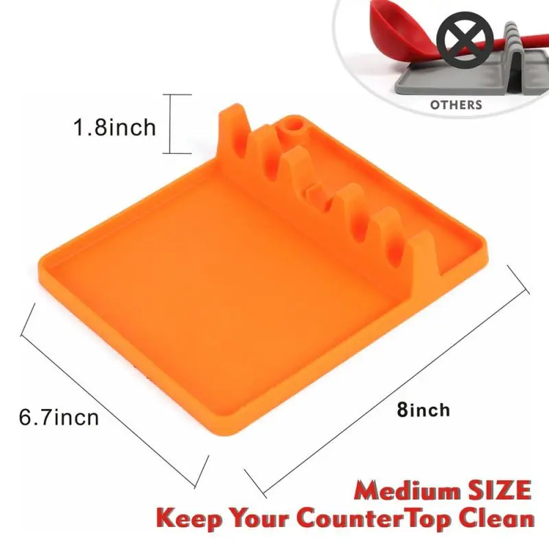 

Food Grade Silicone Antifouling Pad Multifunctional Kitchen Utensils Spoon Spatula Holders Non-slip Mats Home Storage Organizer