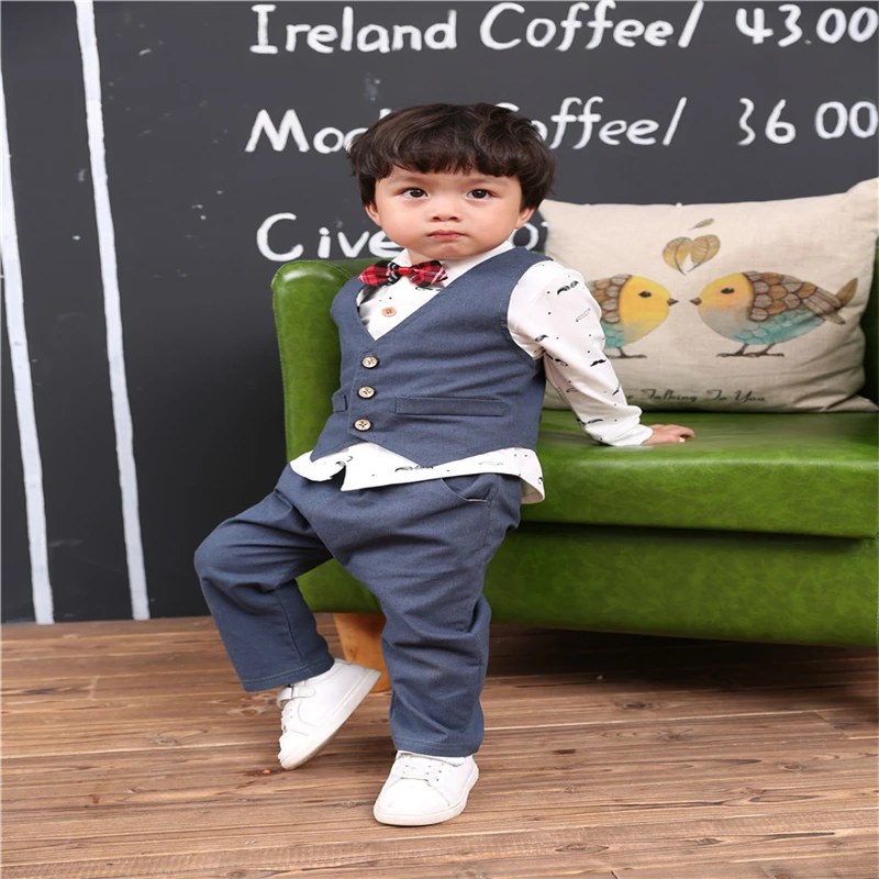 

2019 spring New children's clothing shirt+Vest and pants 3 pieces Clothing Sets for Boys Cotton Boy's clothes Kids clothes