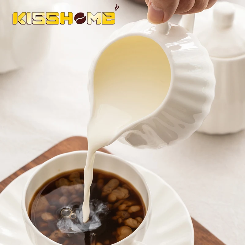 

Ceramic beaker cup coffee milk cup small milk pot milk cup flower relief coffee utensil