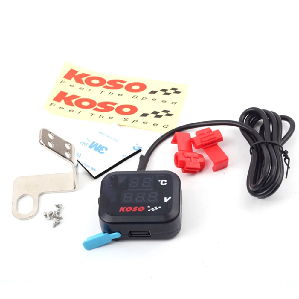 1 шт. Универсальный KOSO Мотоцикл вольтметр Отображение температуры напряжение
