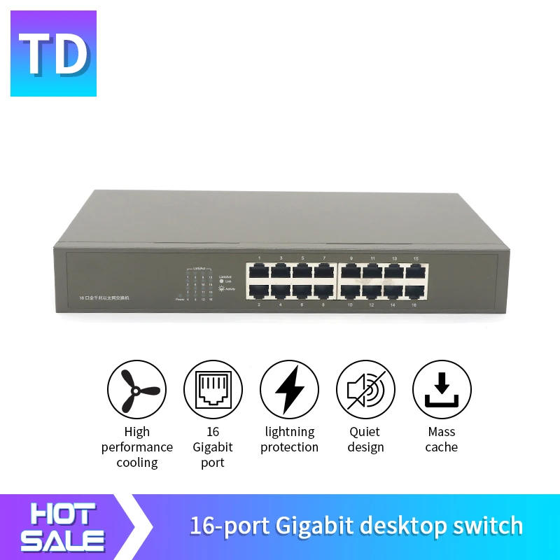 TD TDTEG1016D 16 Порты коммутатор Gigabit Ethernet 10/100/1000 Мбит сетевой Auto MDI/MDIX 6KV