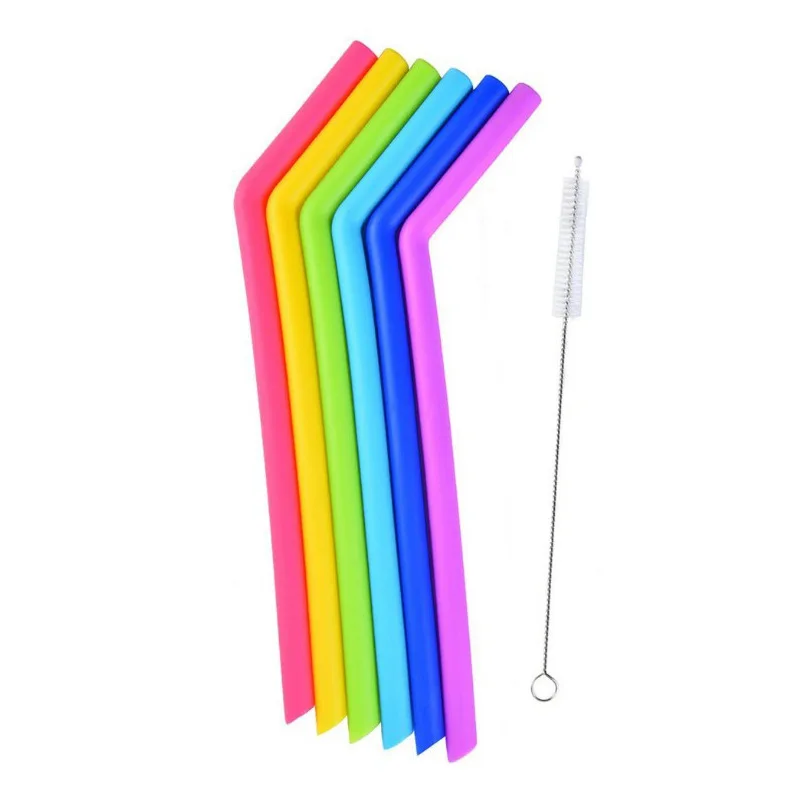 Креативная цветная силиконовая Солома для молока чая сока питья соломы + набор