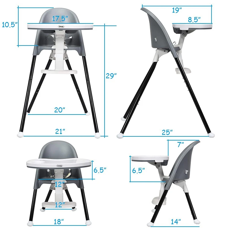 

COSTWAY 3 In 1 Convertible Highchair with Detachable Double Trays 4 Point Support High Qualified ABS Material Baby Toddler Chair