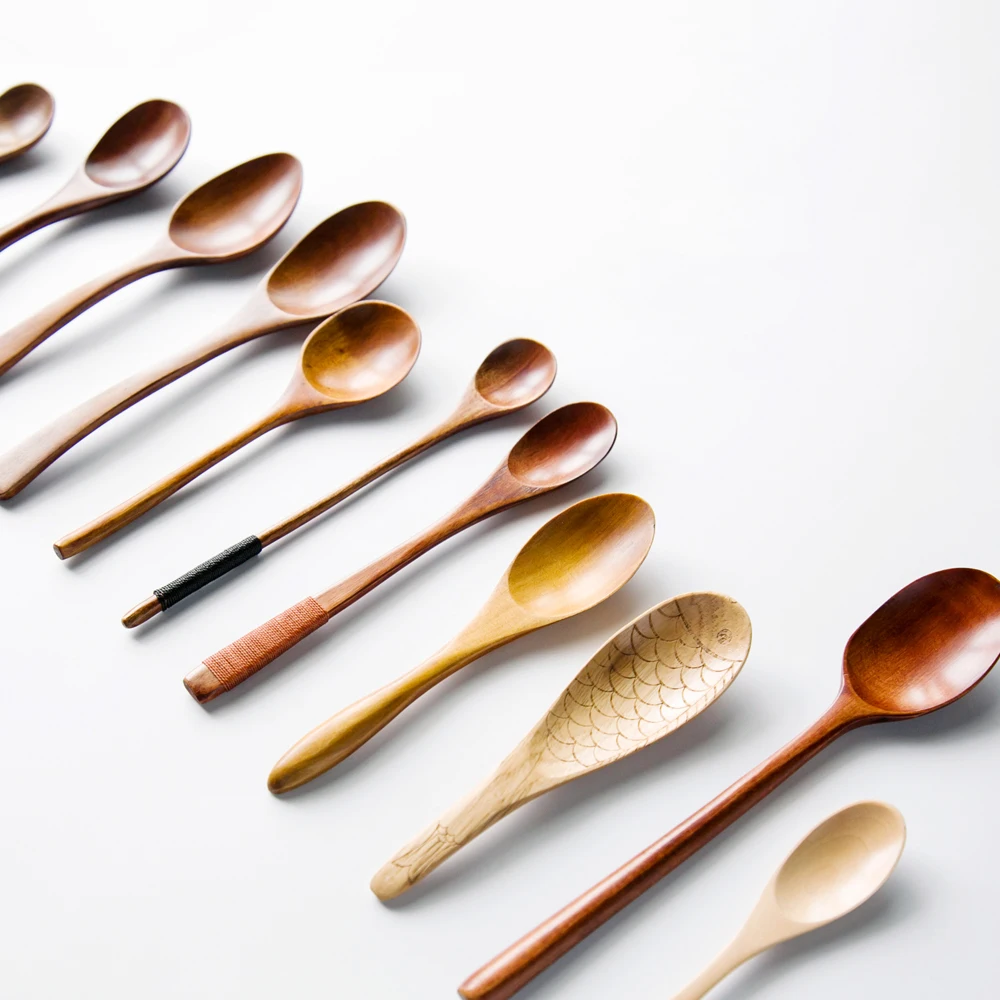 Деревянная маленькая ложка перемешивающая посуда для молока кофе длинная ручка