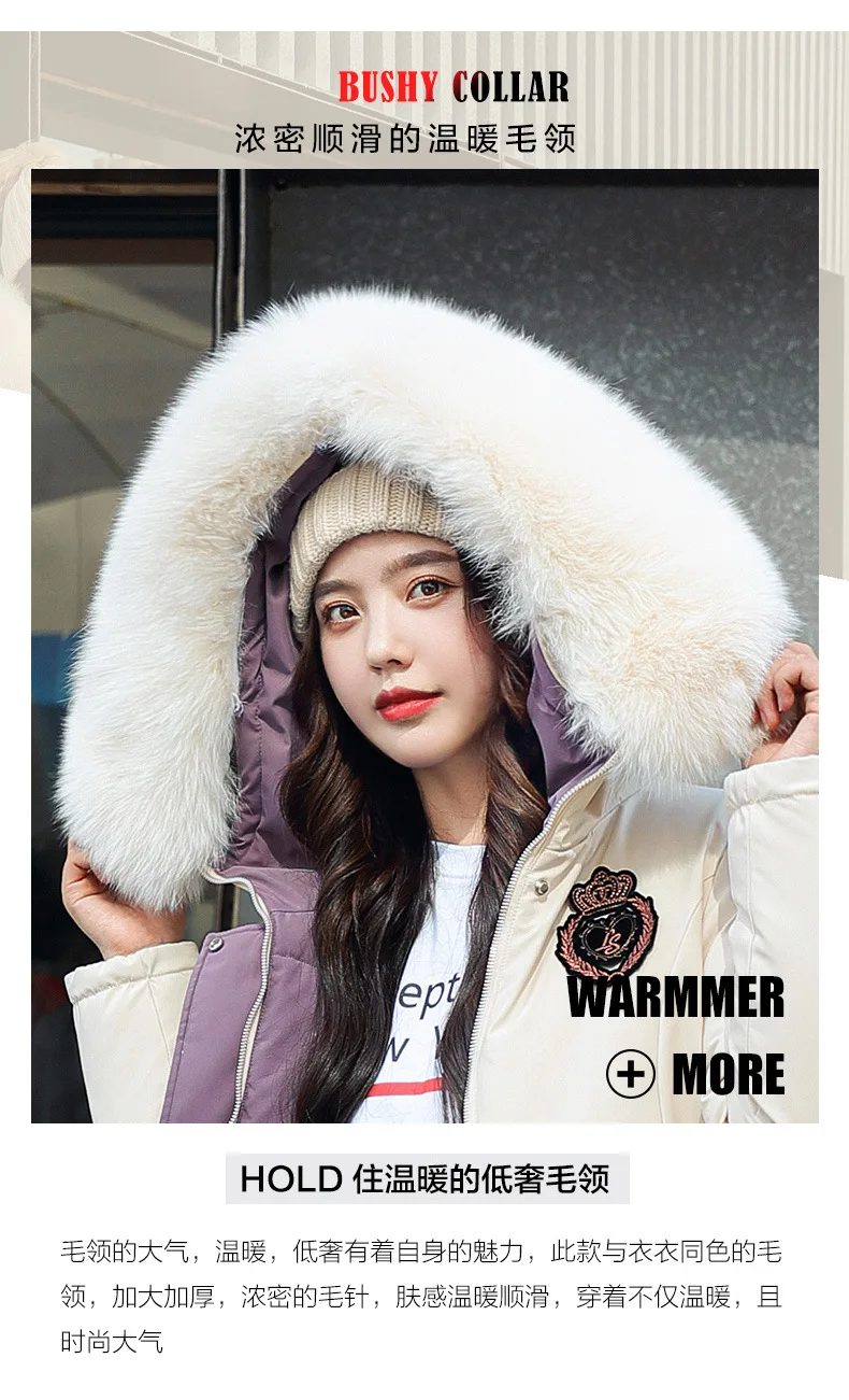 

Mid-length padded jacket winter new positive and negative two-wear fur collar hooded down padded jacket women's pie overcome