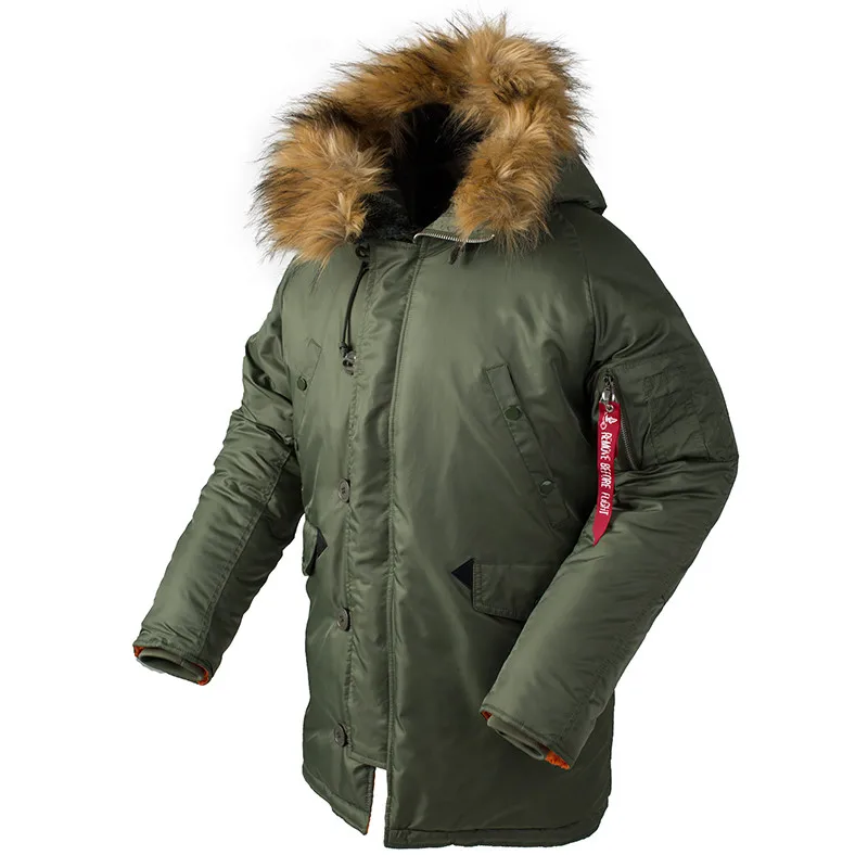 

2021 Winter N3B puffer men long Куртка аляска coat military fur hood warm tactical bomber army korean thick parka