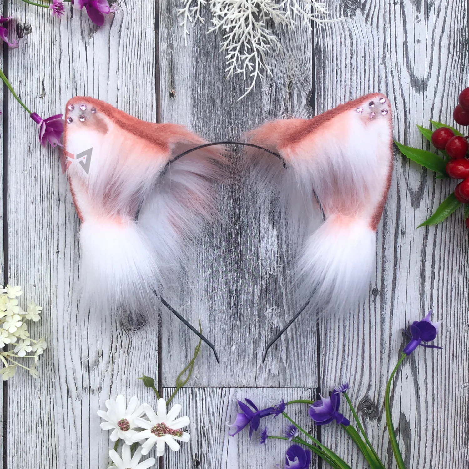 Новинка обруч для волос с животными ручной работы Красный Белый Цвет Лиса волк